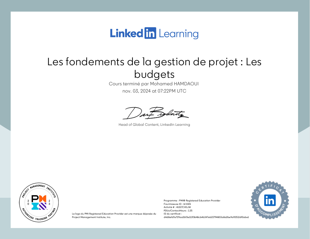 Les fondements de la gestion de projet : Les  budgets