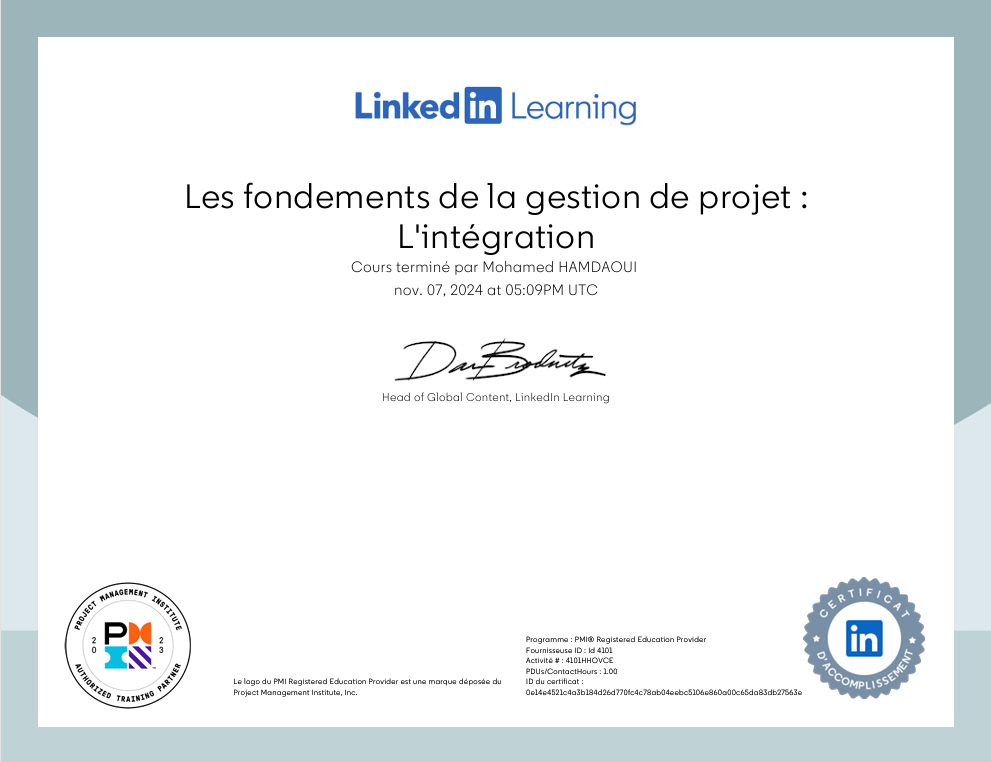 Les fondements de la gestion de projet :  L'intégration